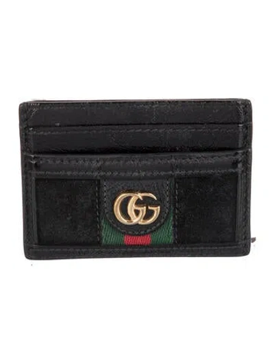 Pre-owned Gucci Ophidia Web Accent Card Holder In Black