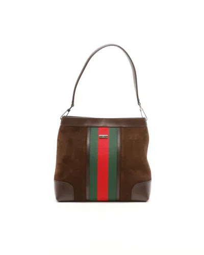 Gucci Ophidia Web Suede Tote In Red