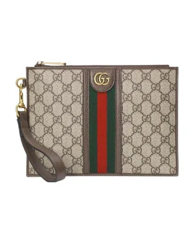Gucci Ophidia Web-trim Pouch Bag In Nude