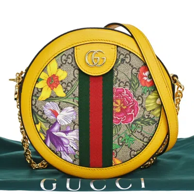 Gucci Ophidia Yellow Canvas Shoulder Bag ()