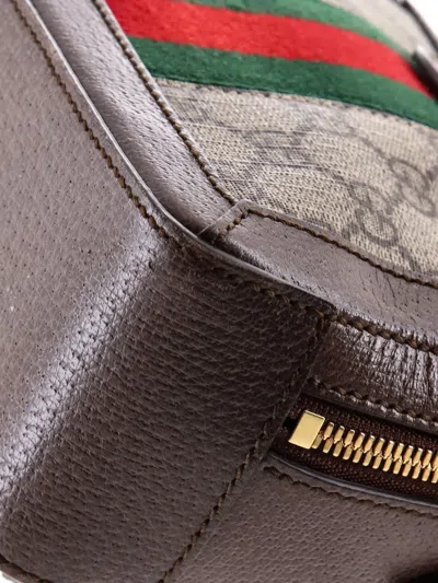 Pre-owned Gucci Ophidia Zip Around Camera Bag Gg Coated Canvas Mini Shoulder Bag In Brown