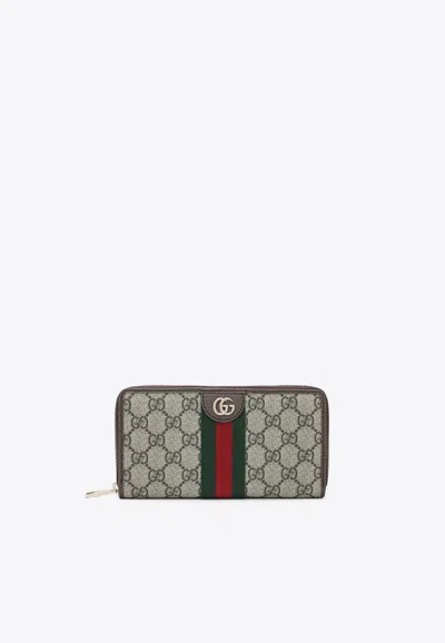 Gucci Ophidia Zip-around Wallet In Sand