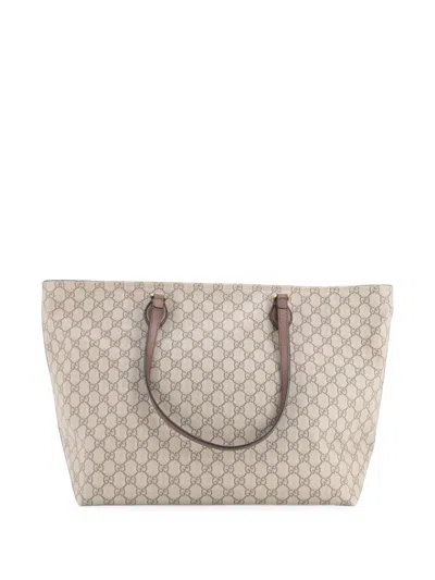 Pre-owned Gucci Ophidia Zip Gg Coated Canvas Medium Tote Bag In Brown