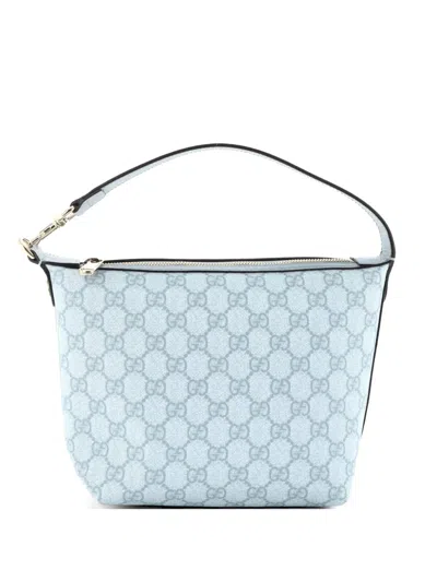 Pre-owned Gucci Ophidia Zip Gg Coated Canvas Super Mini Shoulder Bag In Blue