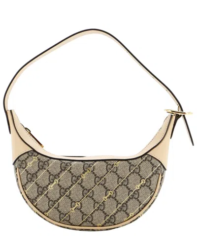 Gucci Ophidia Zip Hobo Print Gg Coated Canvas Mini (authentic Pre-loved) In Neutral