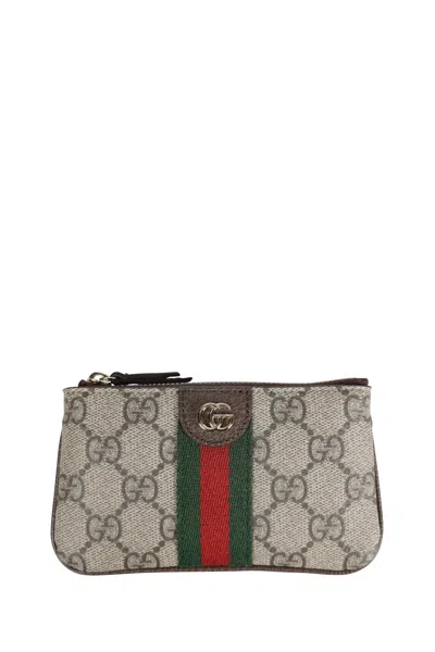 Gucci Ophidia Zip Key Pouch In Brown
