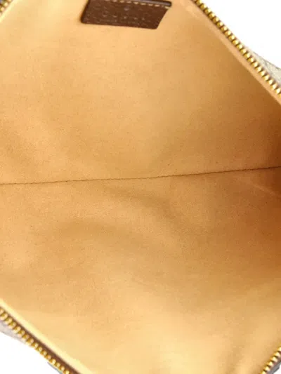 Pre-owned Gucci Ophidia Zip Pouch Gg Coated Canvas Large Clutch Bag In Brown