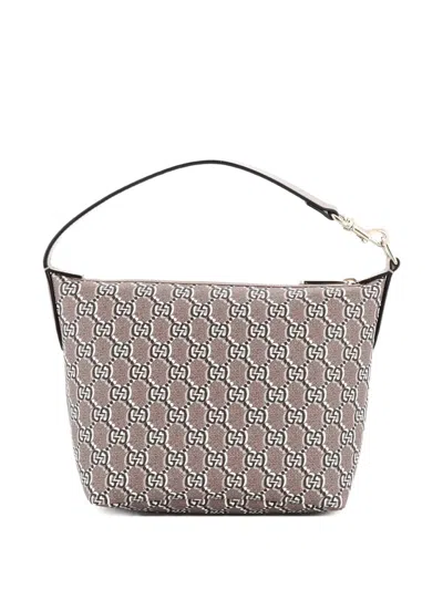 Pre-owned Gucci Ophidia Zip Shoulder Bag Gg Shadow Coated Canvas Super Mini Hobo Bag In Brown