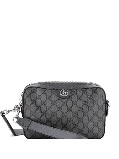 Pre-owned Gucci Ophidia Zip Wristlet Shoulder Bag Gg Coated Canvas Small Crossbody Bag In Gray