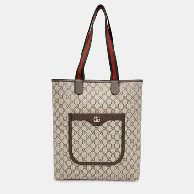 Pre-owned Gucci Beige Gg Canvas Ophidia Tote Bag