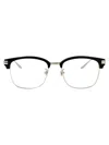 Gucci Demo Rectangular Men's Eyeglasses Gg0006oan 001 55 In 001 Black Silver Transparent