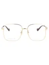 Gucci Square-frame Glasses In 002 Gold Gold Transparent