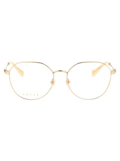 Gucci Gg1420ok Glasses In 003 Gold Gold Transparent