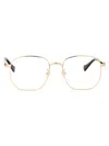 Gucci Gold Gold Transparent Acetate Glasses In Gold