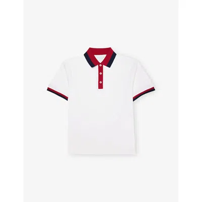 GUCCI OPTICAL WHITE/MIX SHORT-SLEEVED STRETCH-COTTON POLO SHIRT 4-12