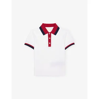 Gucci Kids' Optical White/mix Short-sleeved Stretch-cotton Polo Shirt 6-36