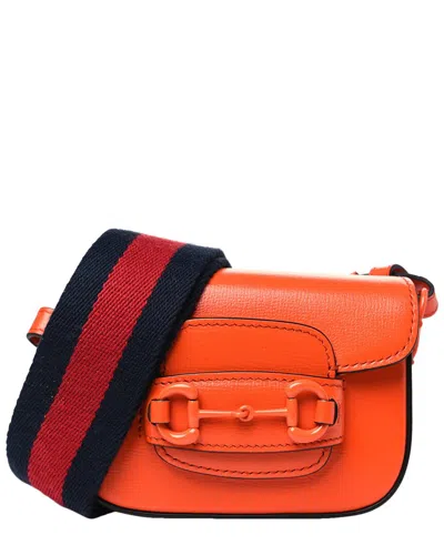 Gucci Orange Azalea Calfskin Leather Web Monochrome Horsebit 1955 Wallet On  Strap (authentic Pre-lo