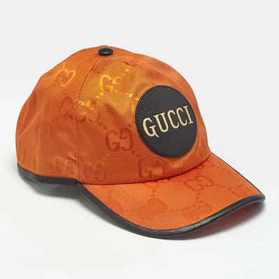Pre-owned Gucci Orange Gg Canvas Off The Grid Baseball Cap M