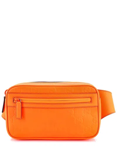 Gucci Orange Gg Rubber-effect Leather Front Zip Belt Bag (authentic Pre-loved)