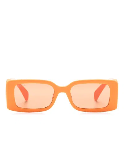 Gucci Interlocking G Rectangle-frame Sunglasses In Orange