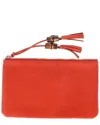 Gucci Orange Leather Bamboo Tassel Zipped Clutch (authentic Pre-loved) In Orange