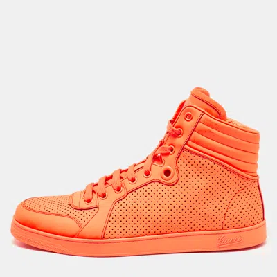 Pre-owned Gucci Orange Leather Coda High Top Sneakers Size 42.5