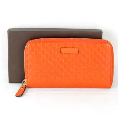 Pre-owned Gucci Orange Leather Long Wallet (bi-fold) ()