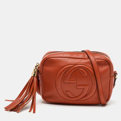 Pre-owned Gucci Orange Leather Small Soho Disco Crossbody Bag