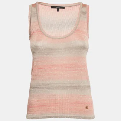 Pre-owned Gucci Orange Lurex Knit Gg Logo Detail Tank Top S