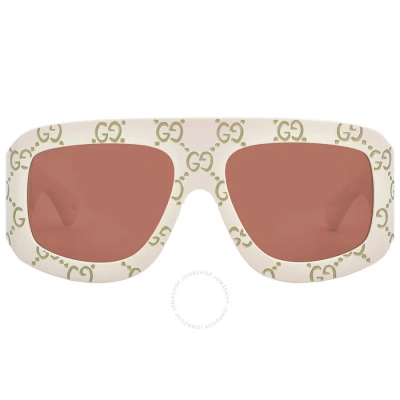 Gucci Orange Mask Men's Sunglasses Gg0983s 001 59 In Ivory / Orange