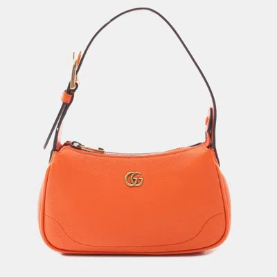 Pre-owned Gucci Orange Mini Leather Aphrodite Shoulder Bag