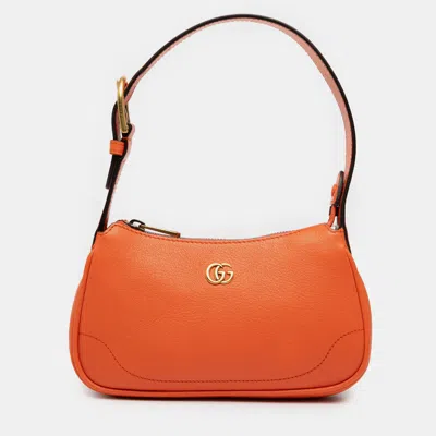 Pre-owned Gucci Orange Mini Leather Aphrodite Shoulder Bag