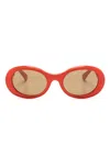 Gucci Lens-decal Oval-frame Sunglasses In Orange