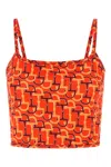 Gucci Orange Top With Spaghetti Straps And All-over Horsebit Print In Cotton Woman In Multicolor