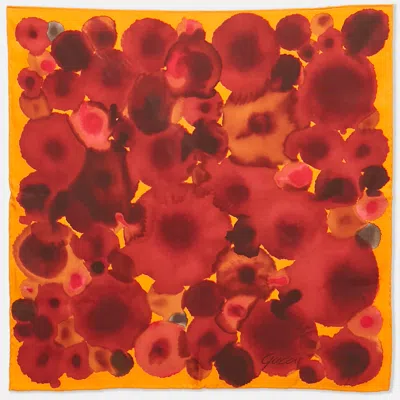 Pre-owned Gucci Orange Printed Silk Square Scarf