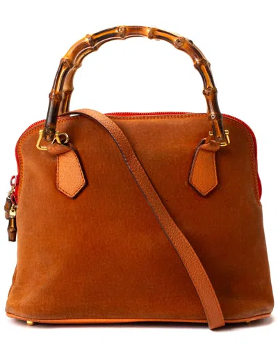 Gucci Orange Suede Diana Bamboo Top Handle (authentic Pre-loved)