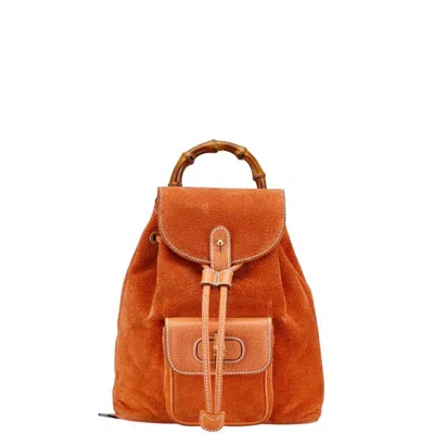 Pre-owned Gucci Orange Suede Leather Backpack ()