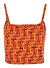 Gucci Orange Top With Spaghetti Straps And All-over Horsebit Print In Cotton Woman In Multicolor