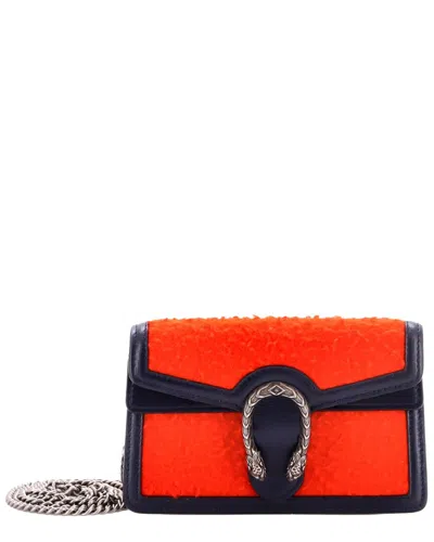 Pre-owned Gucci Orange Wool & Leather Dionysus Bag Super Mini (authentic Pre-loved)