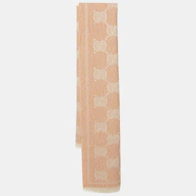 Pre-owned Gucci Orange Wool So Lady Moul Nest Scarf