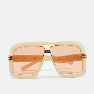 Pre-owned Gucci Orange/cream Gg0900s Rectangular Sunglasses