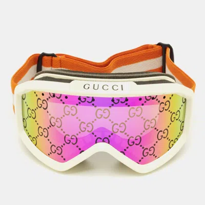 Pre-owned Gucci Orange/iridescent Gg1210s Ski Goggles