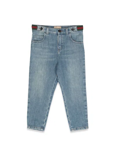 Gucci Organic Cotton Mini Pants For Baby In Blue