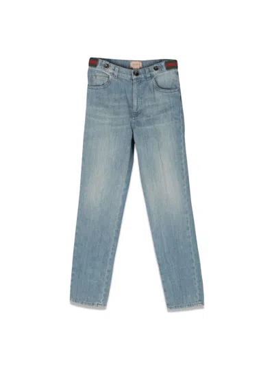 Gucci Organic Denim Kids' Pants In Blue
