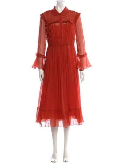 Pre-owned Gucci Organza Midi Length Dress In Red