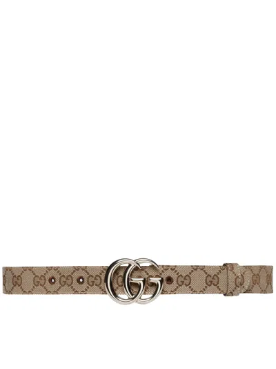 Gucci Original Gg Beige Leather Belt In Yellow