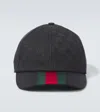 Gucci Original Gg Fabric Baseball Cap With Web Ribbon In Black