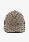 Gucci Original Gg Canvas Baseball Hat With Web In Beige