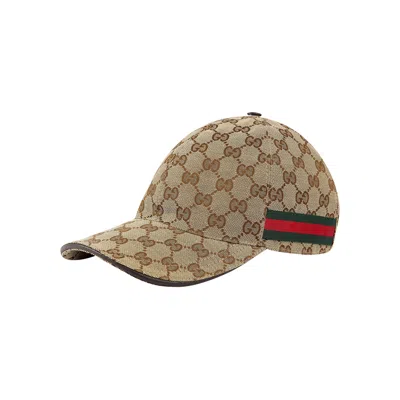 Pre-owned Gucci Original Gg Canvas Baseball Hat With Web 'beige' | Tan | Men's Size Onesize In Brown