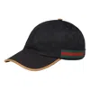 Gucci Cotton Blend Gg Hat With Web Ribbon In Black